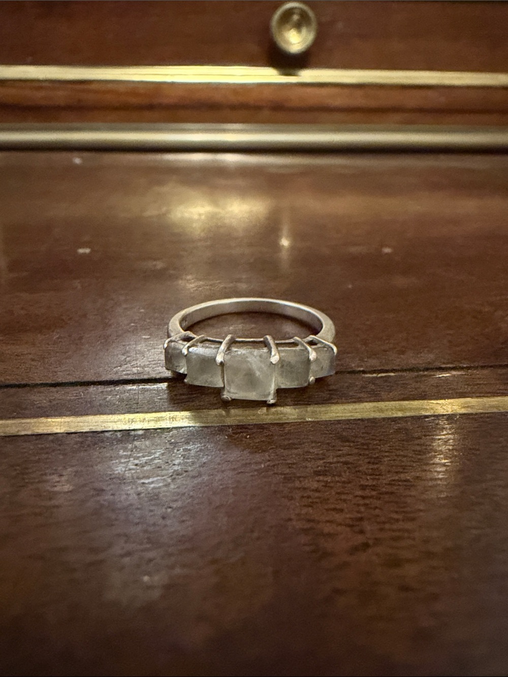Sterling Silver moonstone Three-Stone Ring